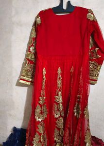 Stunning Red &amp; Gold Embroidered One piece