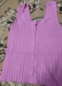 Ribbed Knit Button-Up Tank Top