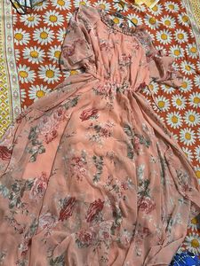 Chic Floral Print Midi Dress slit on both sides wi