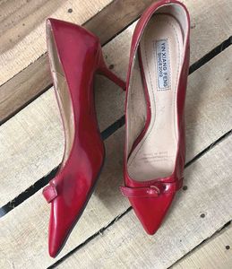 Chic Red Stiletto Heels with Bow Detail