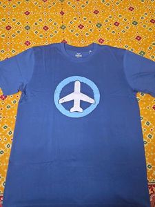 Blue Airplane Graphic T-Shirt