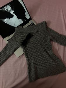 Ribbed Off-Shoulder Sweater