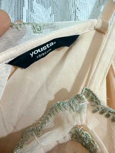Yousta Light Pink Embellished Tiered Dress