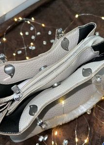 Chic White Leather Tote Bag