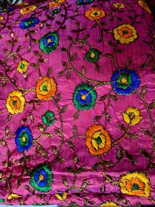 Magenta Color Embroidery Material