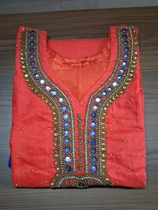 Embellished Red kurta set