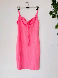Ribbed Tie-Front Cami Dress
