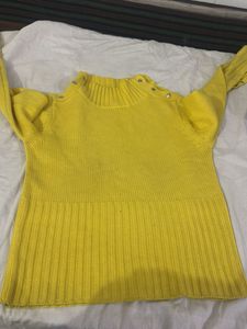Yellow Knit Turtleneck Sweater