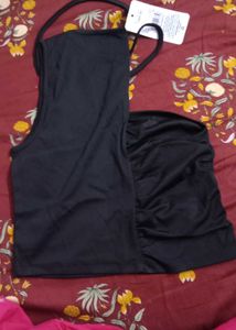 S size Shein Black Ruched Halter Top