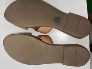 Women's Tan Leather Slip-On Sandals(size36,37)