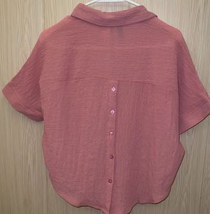 Chic Textured Pink Short Sleeve Top