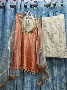 Peach Kurta Set with Dupatta
