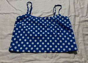 Blue Polka Dot Crop Cami Top