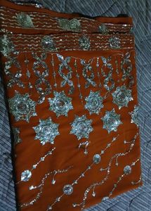 Elegant Orange Sequin Saree