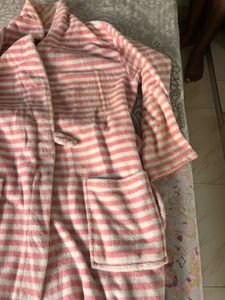 pink and white cozy morning gown