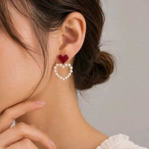 Heart Pearl Drop Earrings
