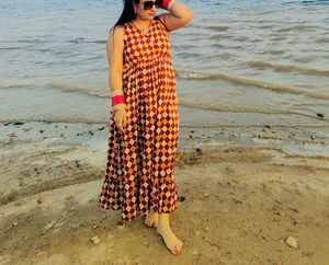 Boho Maxi Dress with Geometric Print size XXL 44