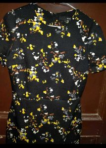 Floral  black Print Sheath Dress korean slimfit