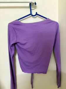 Purple Ruched Long Sleeve Top