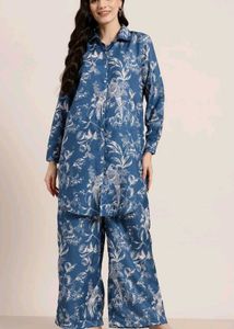 Blue Printed Kurta Set