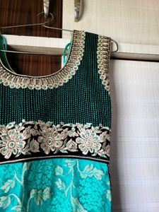 Beautiful Teal Embroidered Dress and Choli