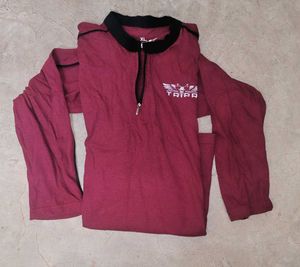 Men's Burgundy Long Sleeve Polo T-Shirt