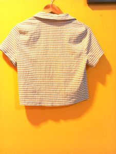 Striped Button-Up Cropped Top