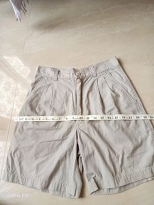 Beige Short Cotton Pants