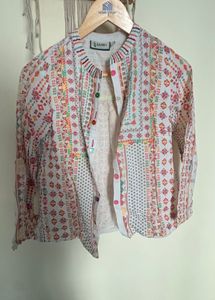 Boho Embroidered Cotton Kurta Jacket