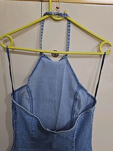 Halter Denim Short Dress