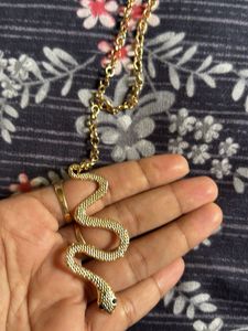 Gold Snake Pendant Necklace