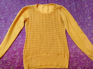 Yellow Textured Knit Sweater