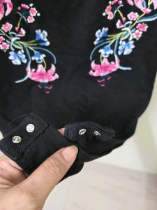 Black Embroidered Bodysuit