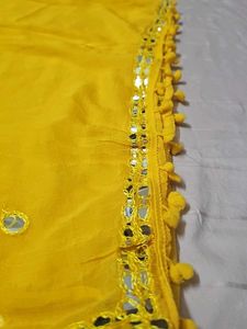 Yellow Mirror Work Dupatta