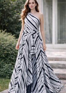 Striped One-Shoulder Jumpsuit