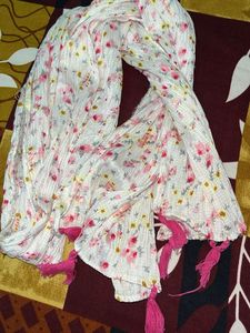 Floral Print Scarf with Tassels