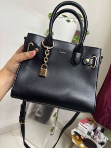 Chic Black Aldo Handbag with Lock Detail