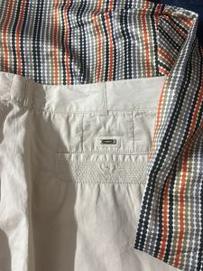 Button-Up Shirt with off white pleated pants
