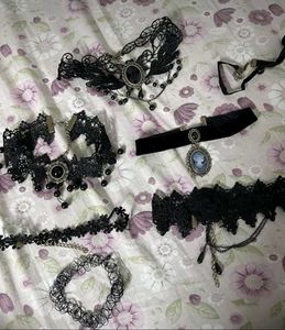 Gothic Lace Choker Necklaces Set