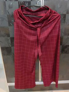 Maroon Plaid Culottes