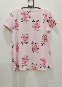 Pink Floral Short Sleeve Top