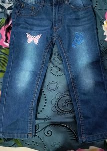 Girls Jeans with Butterfly Appliques