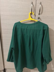 Elegant Green V-Neck Blouse