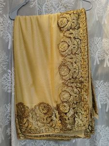 Elegant Golden Embroidered Saree