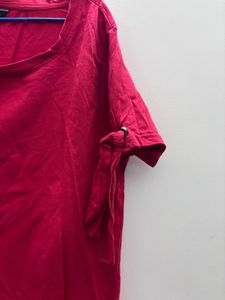 Red Tie-Sleeve T-Shirt