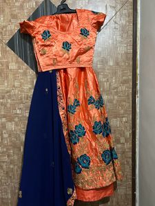 Pink And Blue Lehenga
