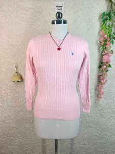 S. Polo Assn. Pink Cable Knit Sweater
