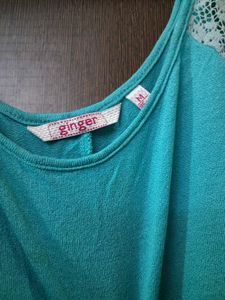Ginger: Sea Green Lace Top