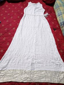 Branded White Maxi Dress. Has Beautiful Design On The Neck And Bottom Portion. Extremely Soft Material.