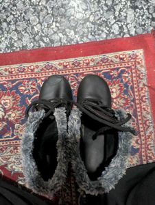 Black Fur Trim Boots